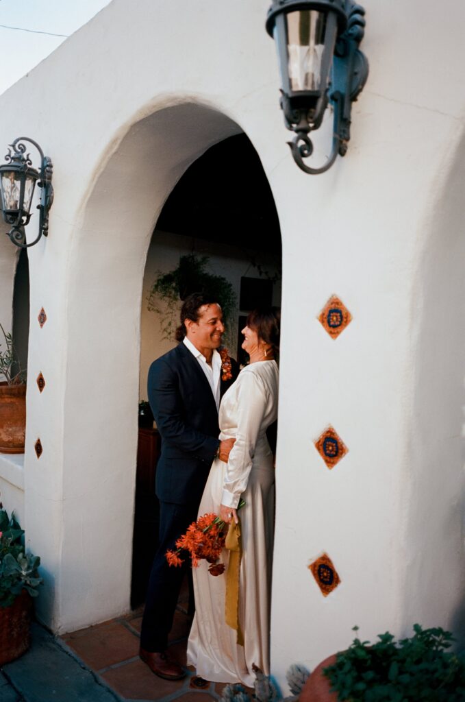 intimate vow renewal, San Diego, The Hacienda West, Berry Blooms Floral Co., monochromatic bouquet, styled shoot,  Super 8 film, colorful florals, Castillo Holliday Photo and Film