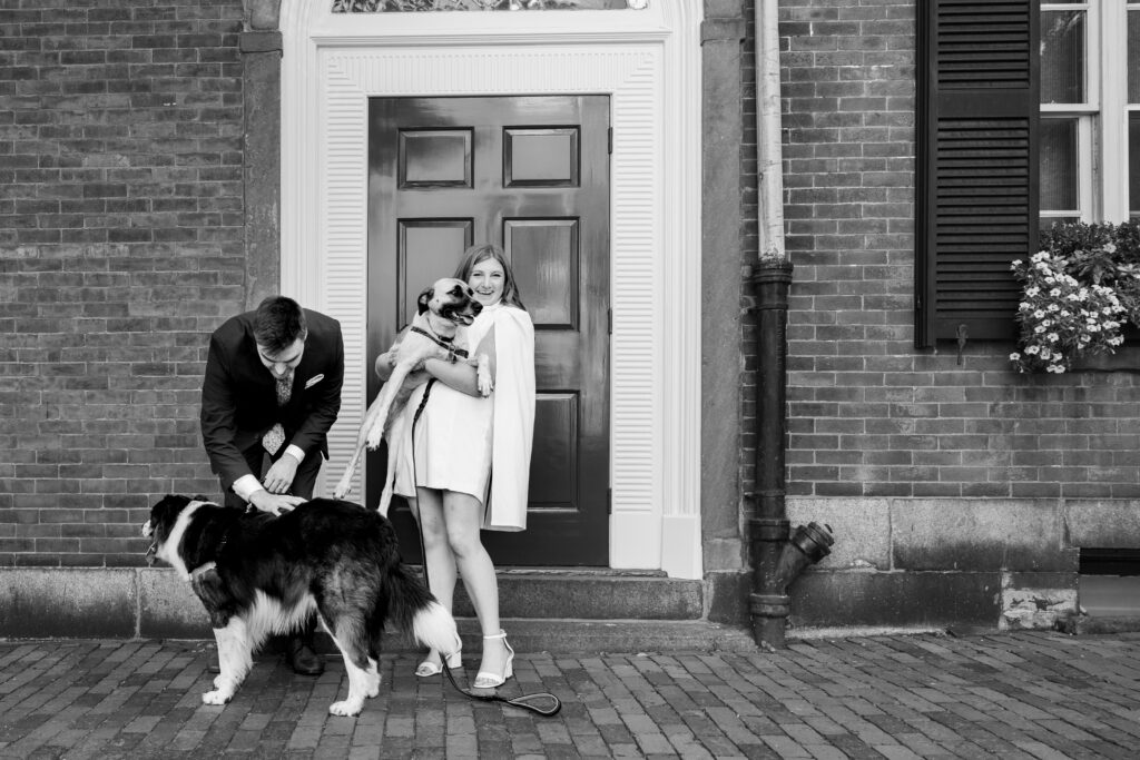 Elopement photos on Acorn Street with the dogs