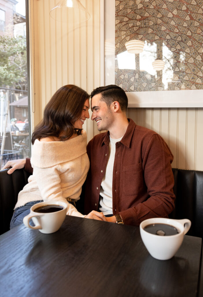 Engagement photos in the South End , Boston, at South End Buttery 