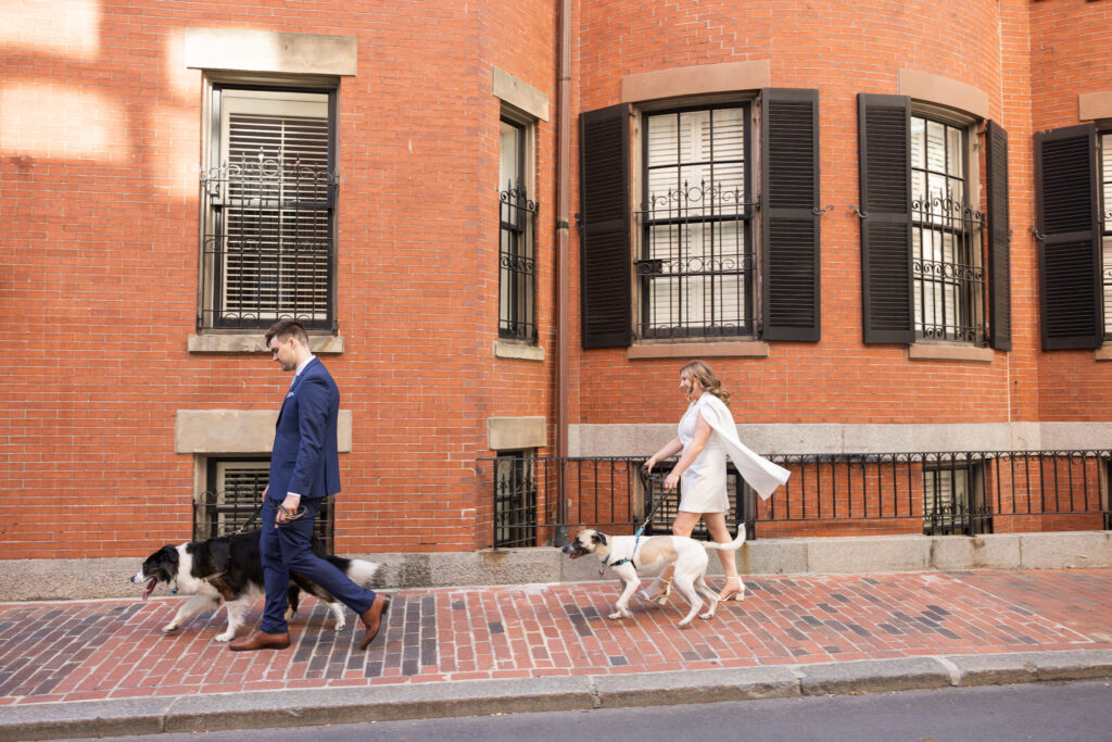 Elopement photos on Acorn Street with the dogs