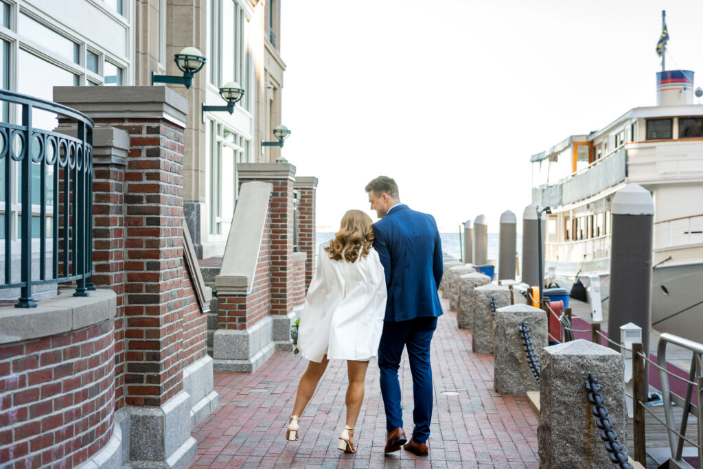 Couple Eloping at The Wharf in Boston by the waterfront