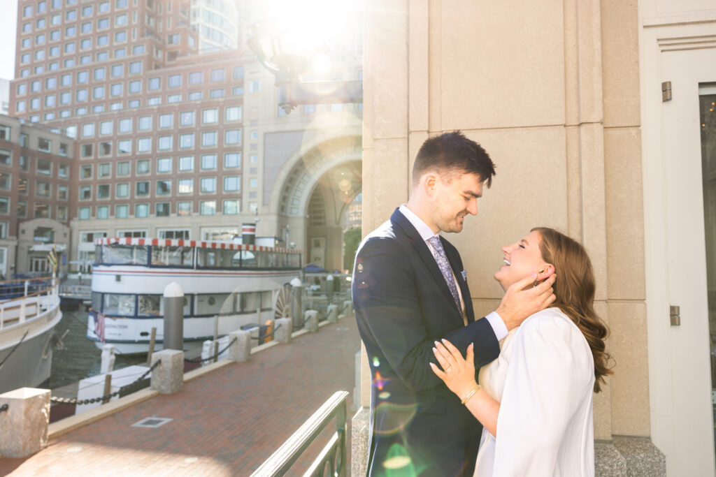 Couple Eloping at The Wharf in Boston by the waterfront