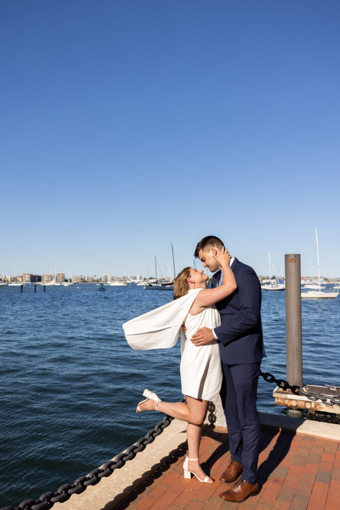 Couple Eloping at The Wharf in Boston by the waterfront
