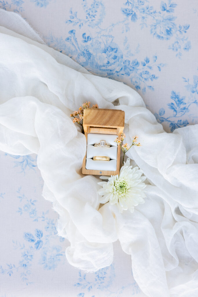 Detail photo of Brilliant Earth Engagement Ring and Wedding Bands