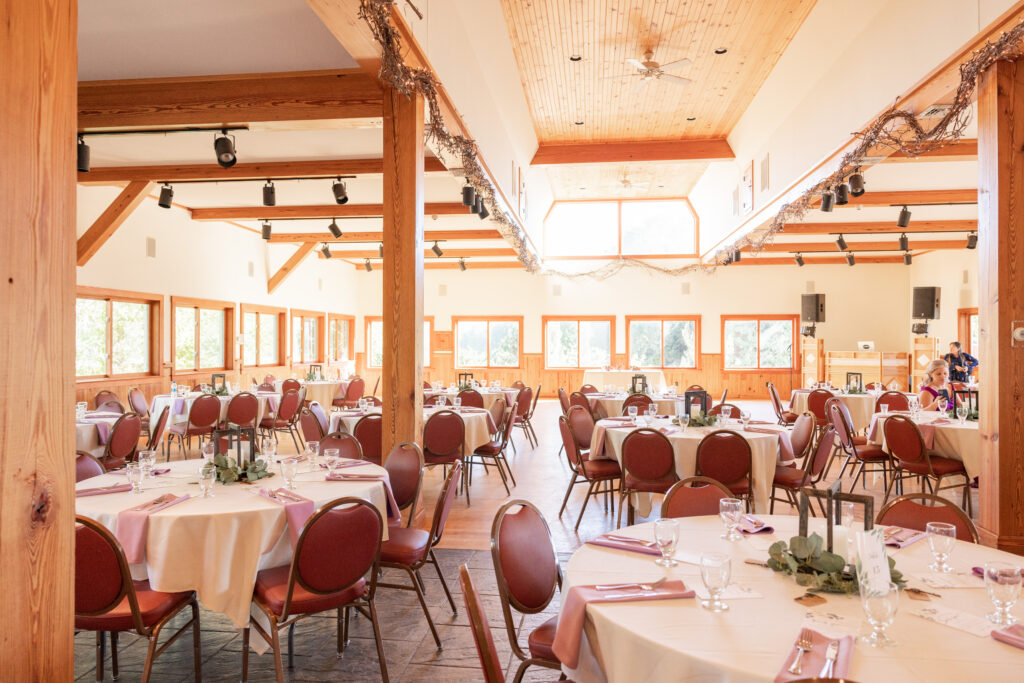 Reception hall for a wedding at Alyson's Orchard