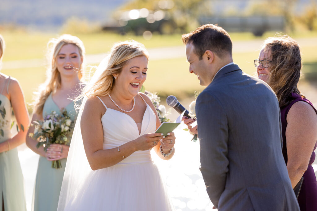 Bride reads from her vow book