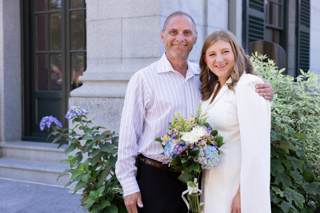 Family photos from a wedding at Quincy City hall