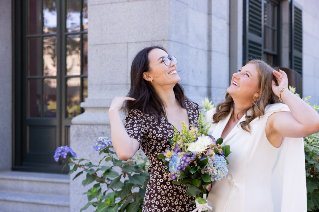 Family photos from a wedding at Quincy City hall