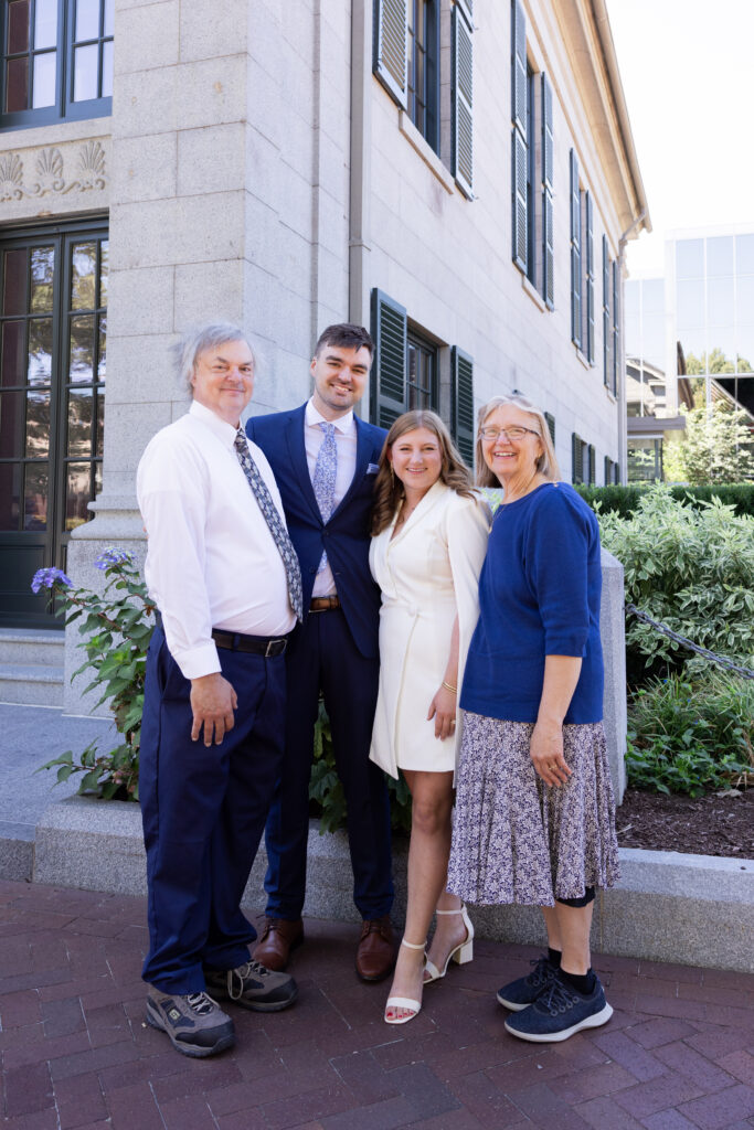 Family photos from a wedding at Quincy City hall