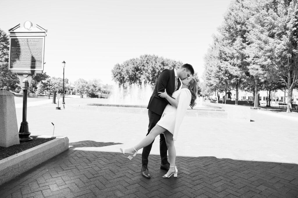 Couple elopes at Quincy City Hall in Black and White