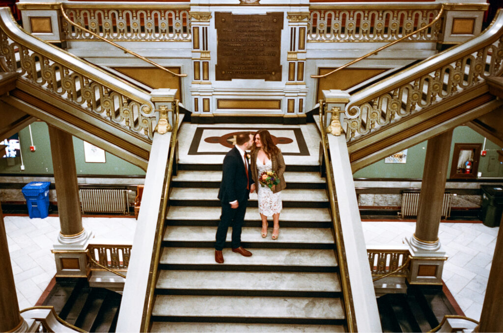 Providence City Hall Elopement, New England Film Photography, Rhode Island Elopement Photographer, City Hall Wedding, Film Wedding Photography