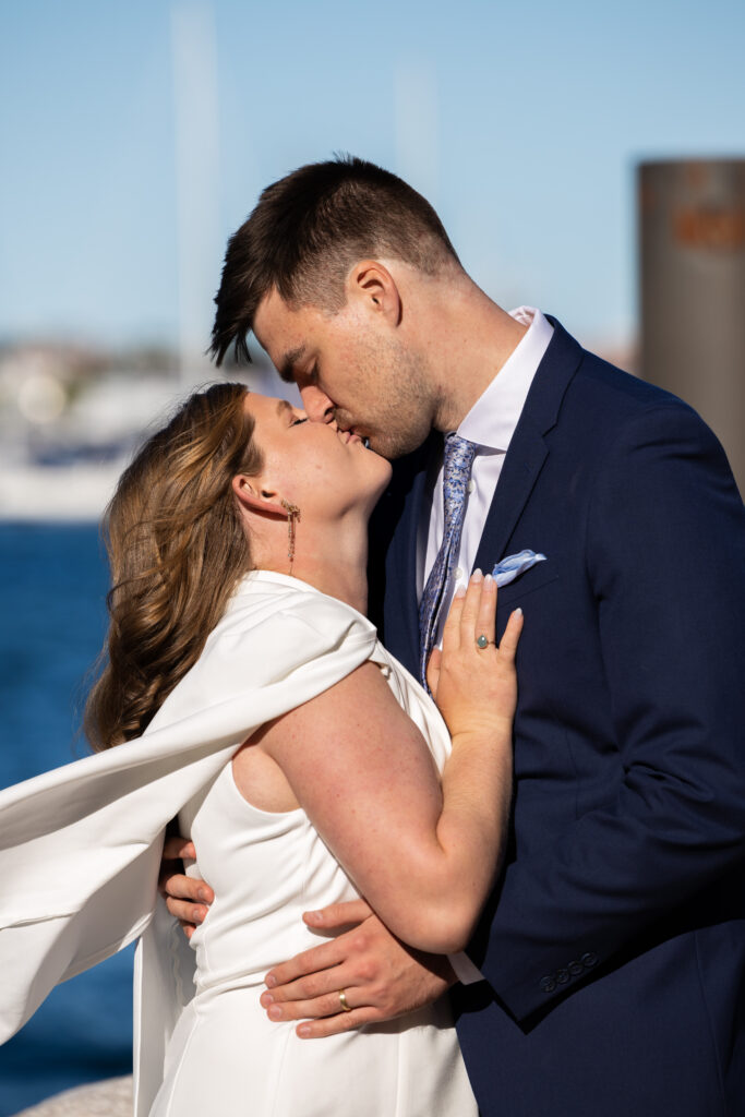 Couple Eloping at The Wharf in Boston by the waterfront