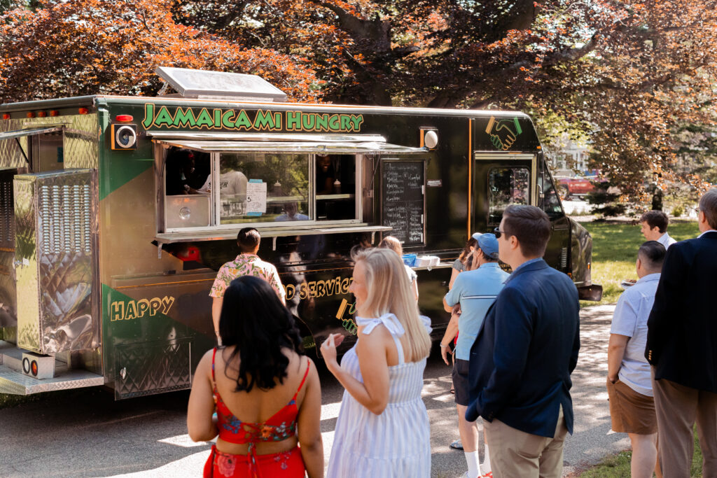 A Food truck at a wedding at the Loring-Greenough House