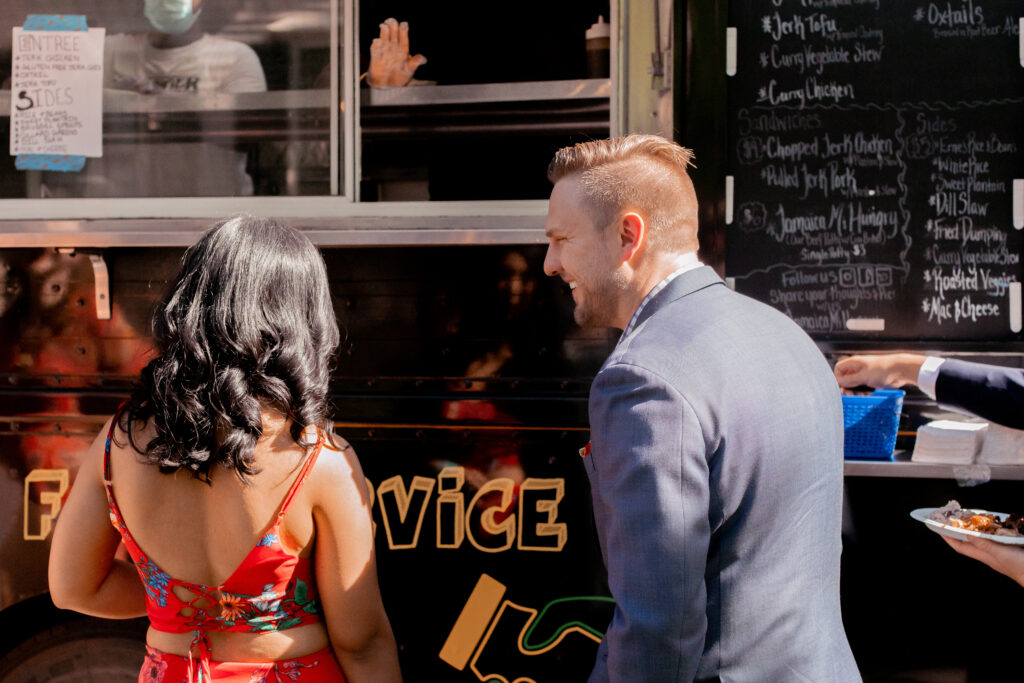 A Food truck at a wedding at the Loring-Greenough House