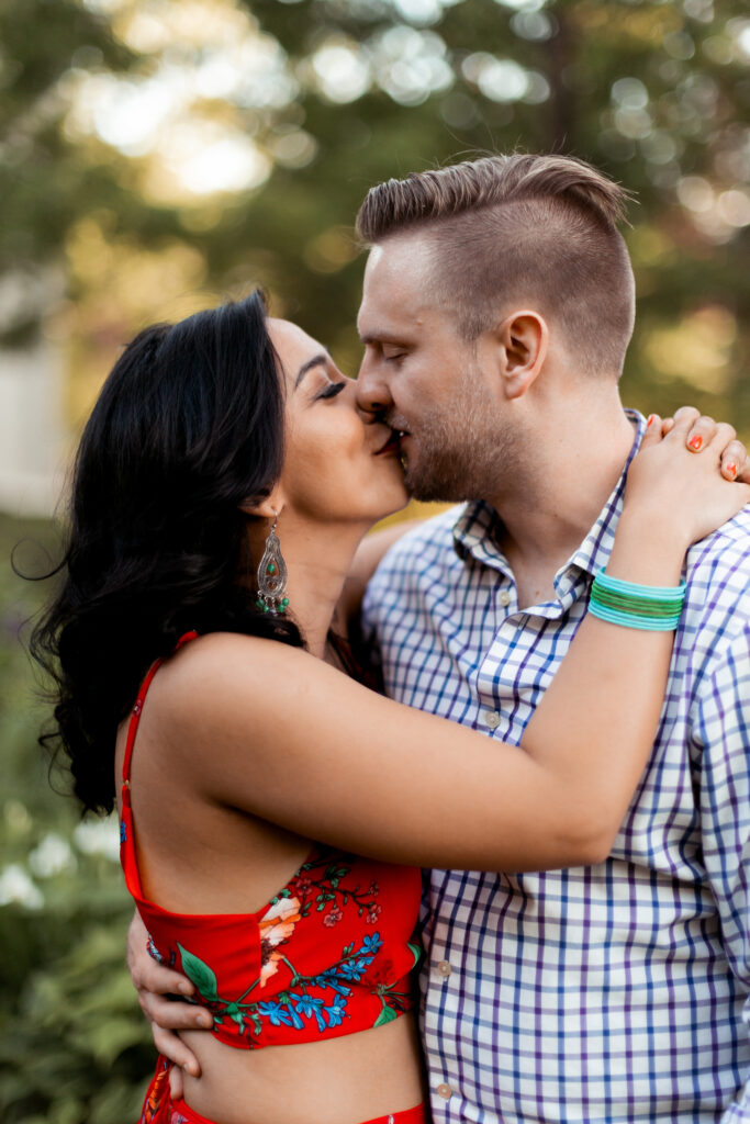 Bride and groom portraits at the Loring-Greenough House at golden hour  Diverse couple