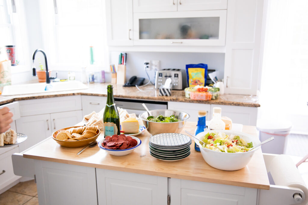 Brunch spread at the bridal suite