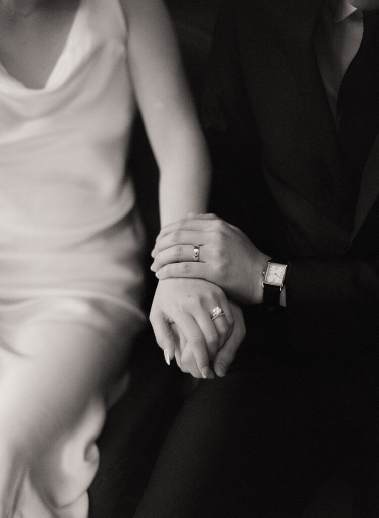 Intimate wedding ceremony at Cambridge City Hall with family present, photographed by a Boston elopement film photographer.