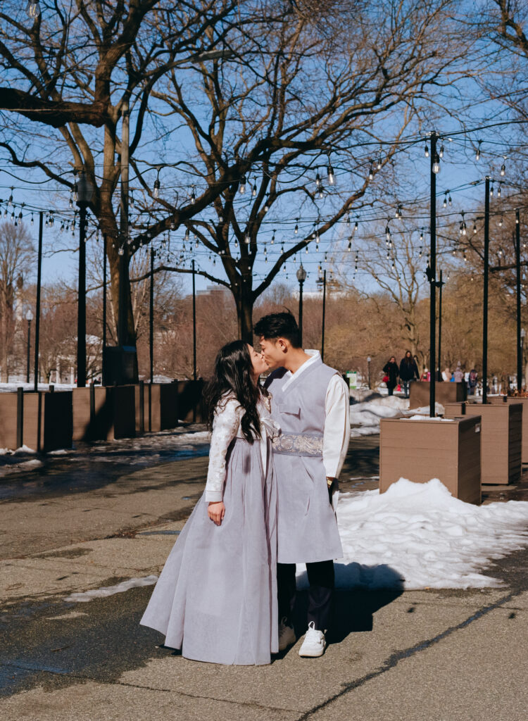 Boston Public Garden Elopement Portraits in Hanbok on film