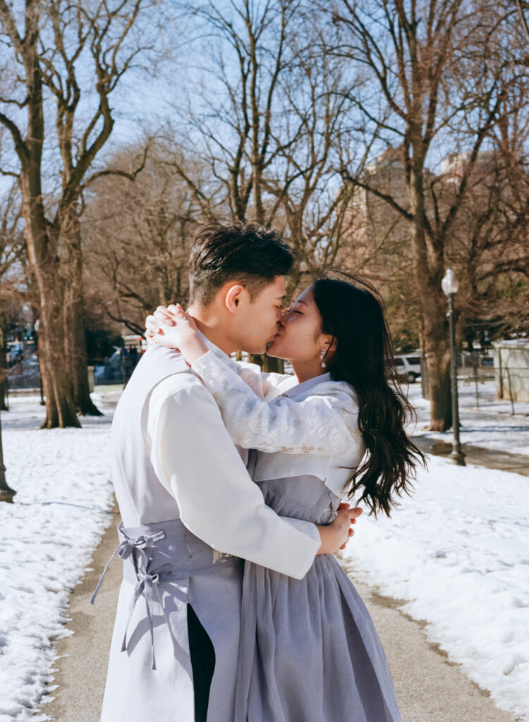Boston Public Garden Elopement Portraits in Hanbok on film