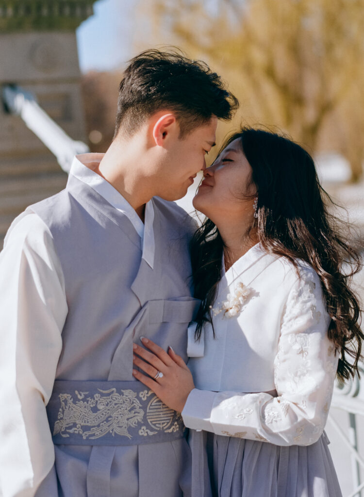 Boston Public Garden Elopement Portraits in Hanbok on film