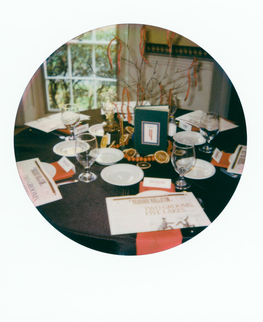 polaroid photo of a table setting at wedding