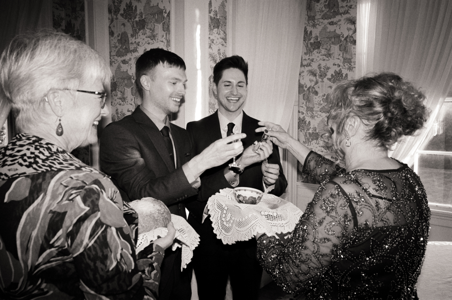queer film wedding photography in black and white photo