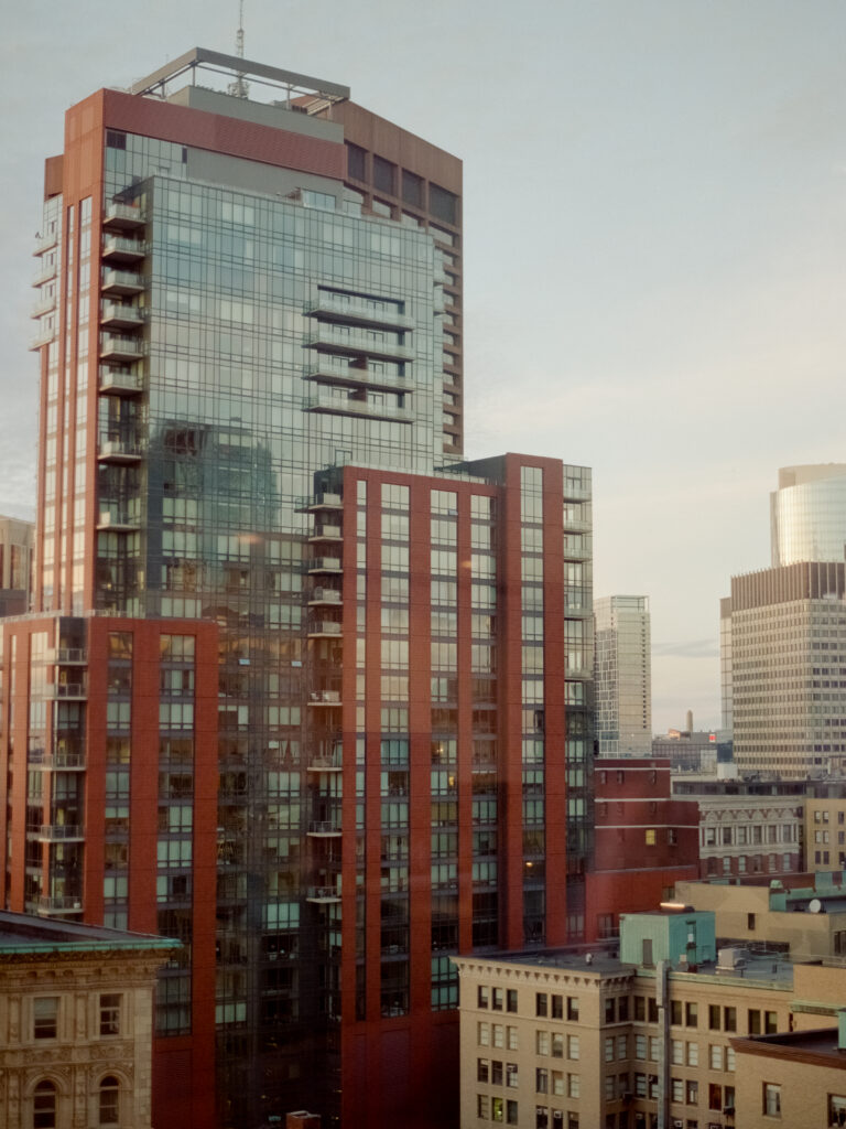 Boston city skyline with many tall buildings